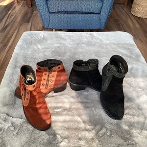 Fly London leather ankle boots 2 pair bundle one black  and one rust size 36